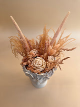 Messeartikel - bepflanzter Blumenkopf, Vase "Fleur", weiß