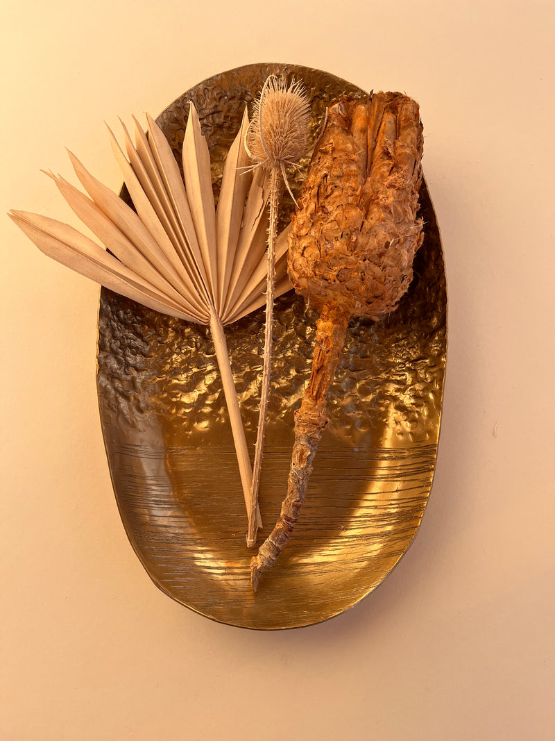 Messeartikel - Tablett gold inkl. Trockenblumen