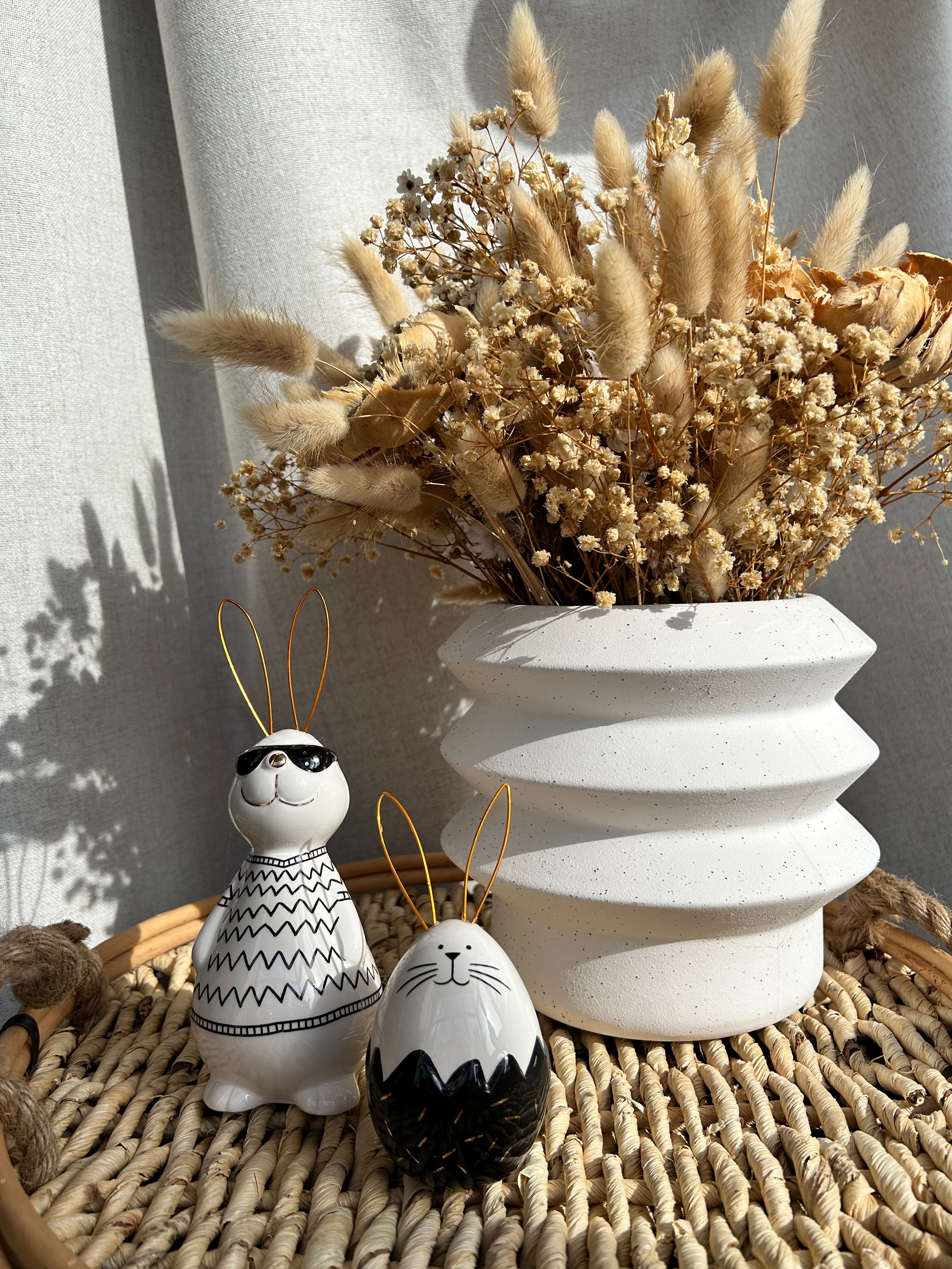 Keramik Hase "Black & White" 19 cm