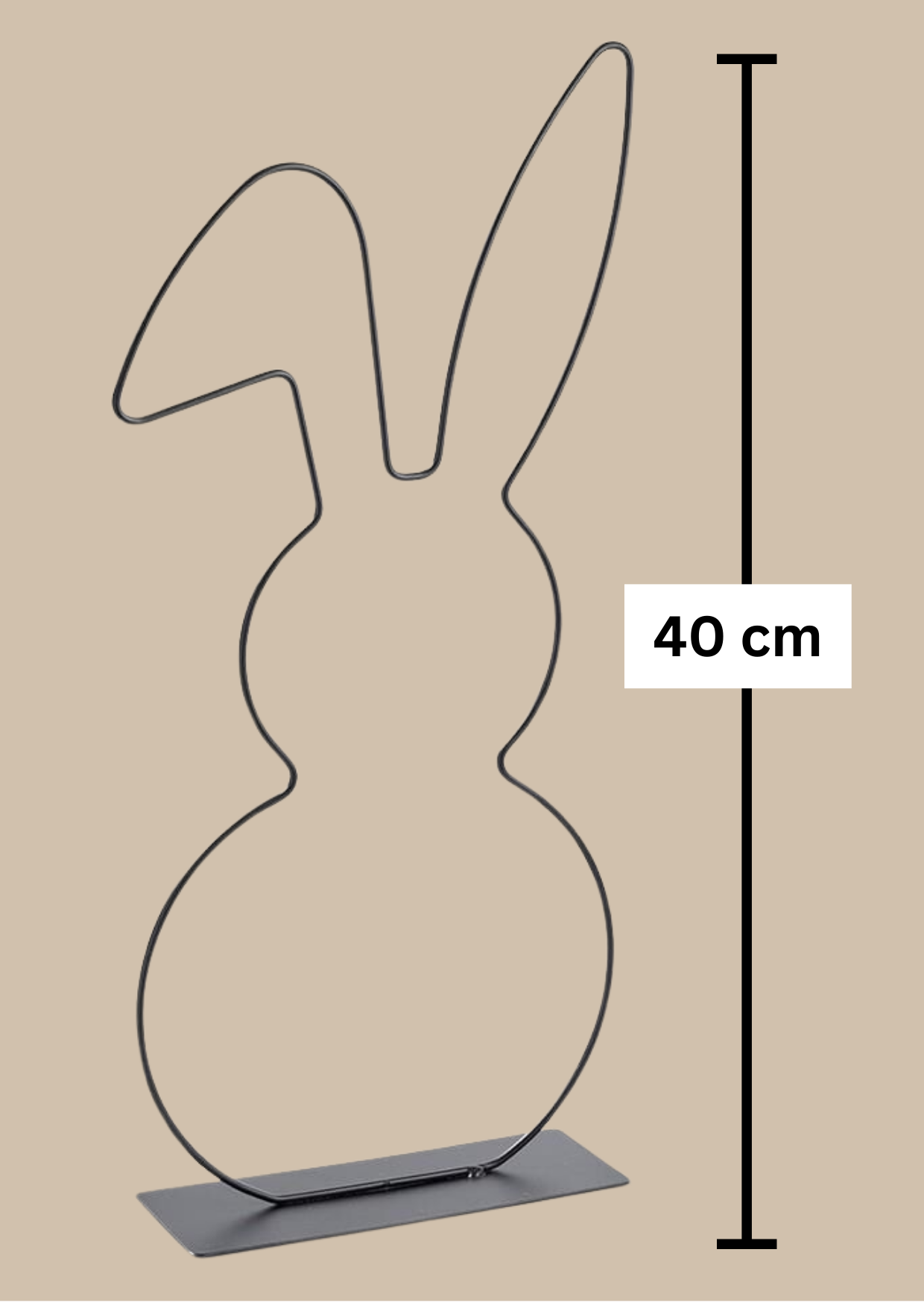 Metallhase Draht auf Platte 40 cm