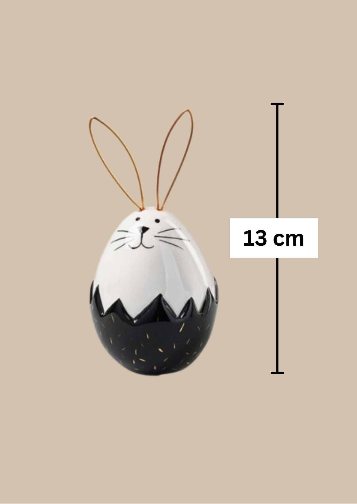 Keramik Ei "Black & White Hase" 13 cm