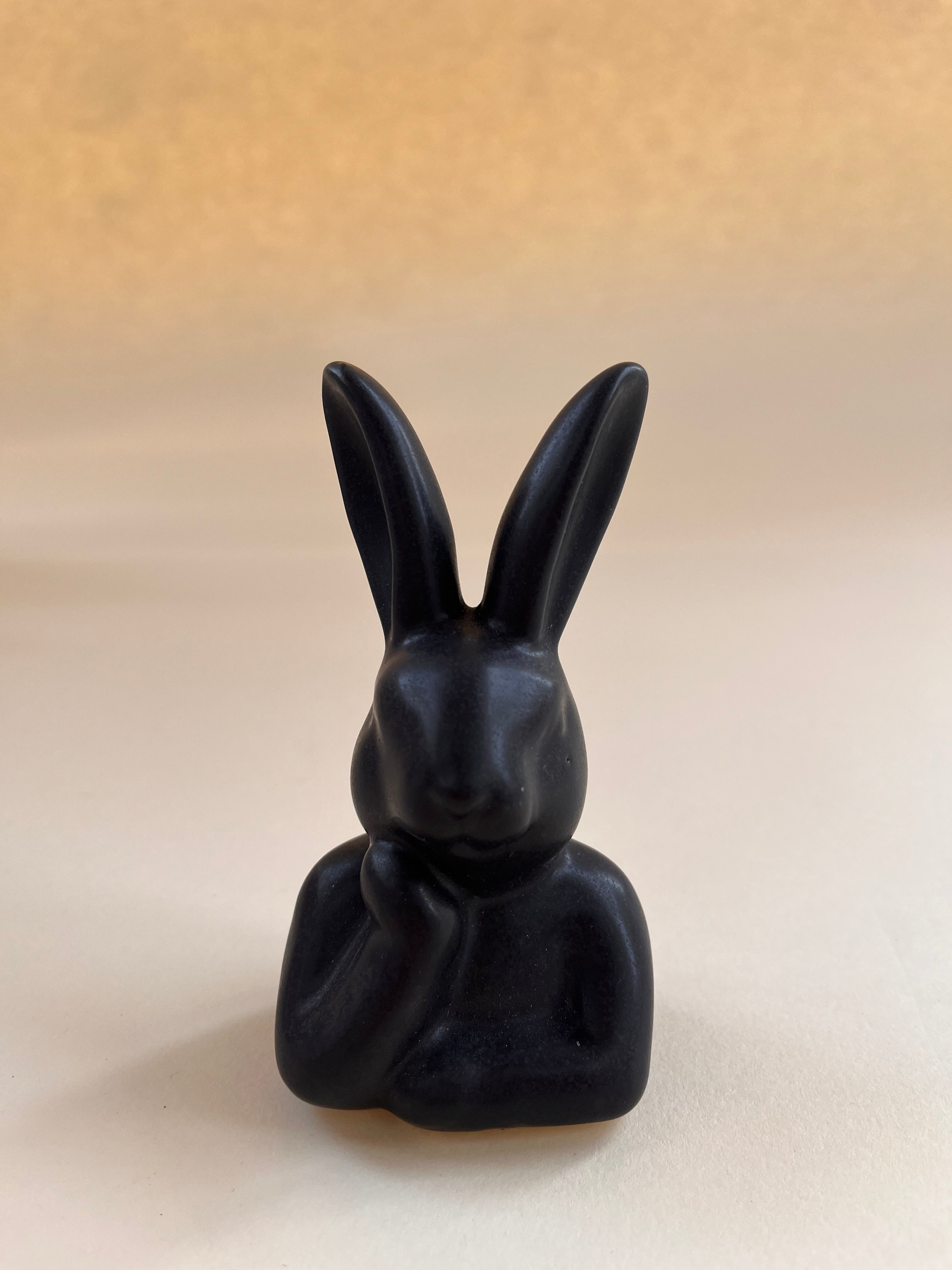 Keramik Hasenkopf "Albert" schwarz 11 cm