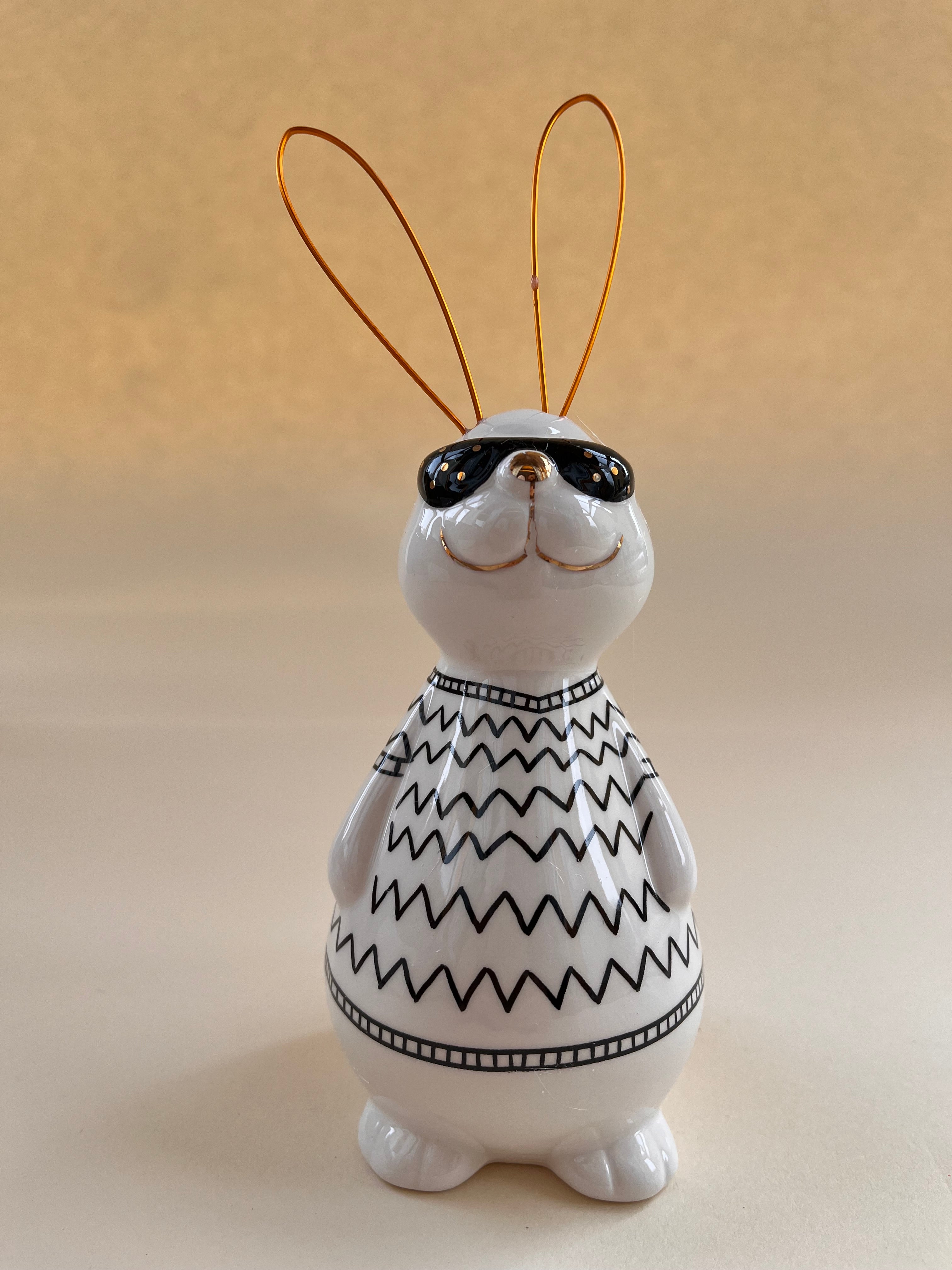 Keramik Hase "Black & White" 19 cm