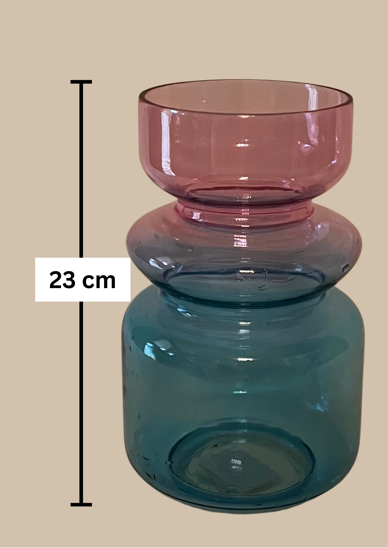 Glasvase Multicolor in blau-rosa 23 cm