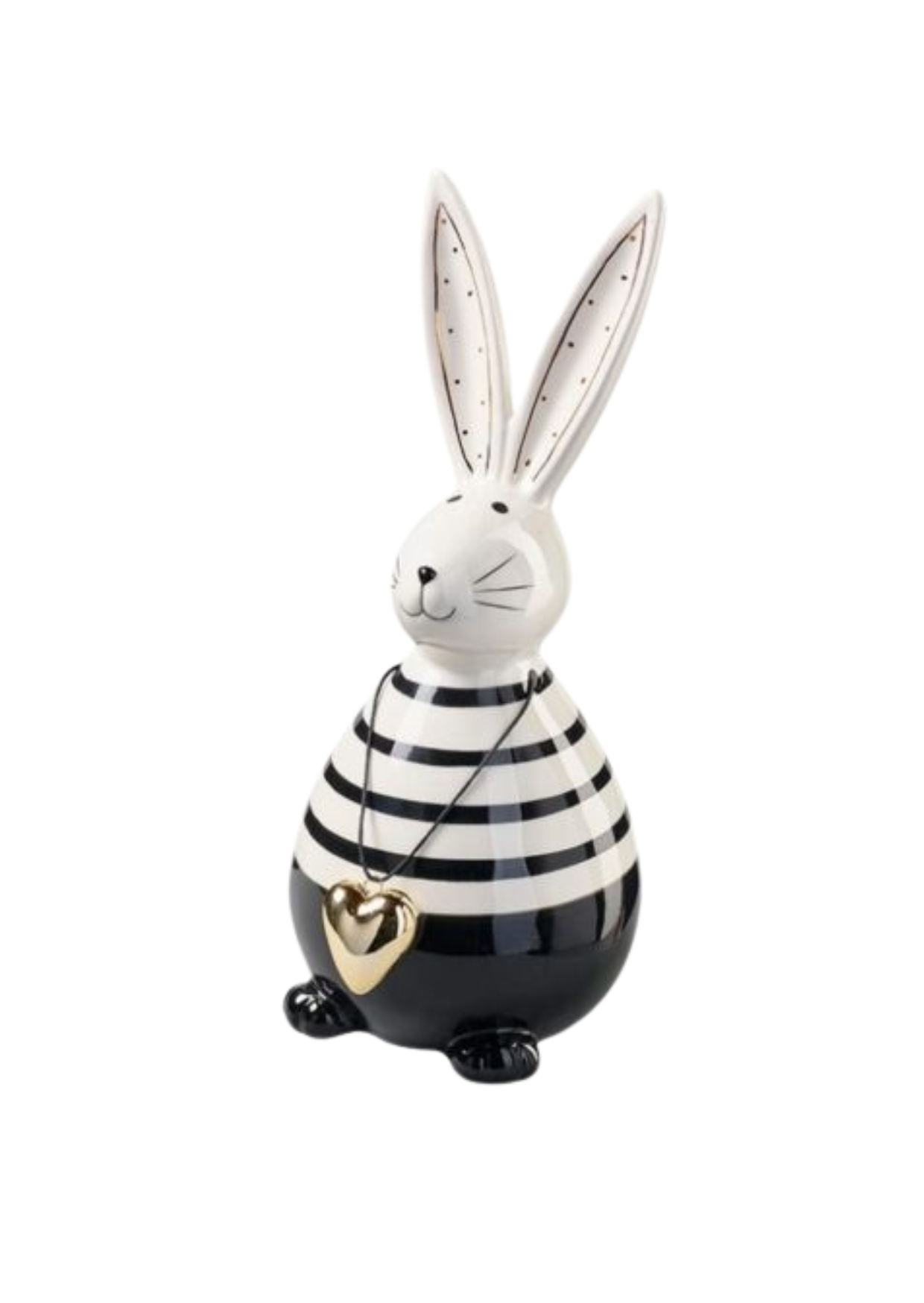 Keramik Hase "Black & White" mit Herzkette 24,5 cm