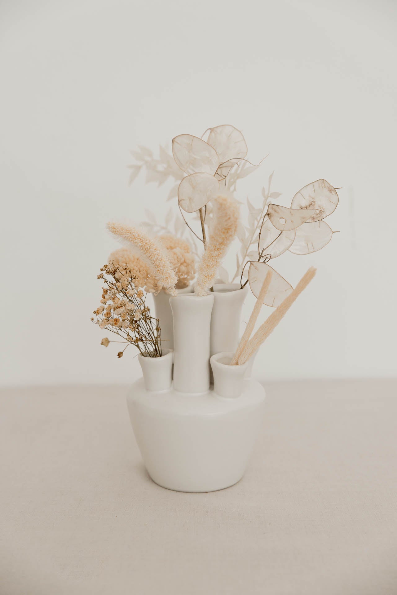 Dekoschale / Vase "Tube" - weiß creme